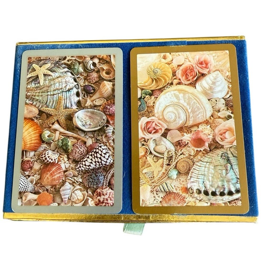 Vintage Congress Playing Cards Double Deck Seashell Starfish Cel-u-tone Spain